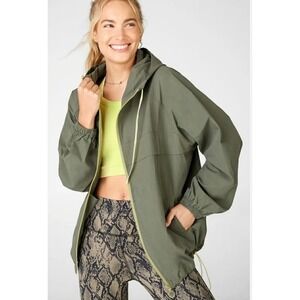 Fabletics Jordan Woven Jacket Zip Up Olive Size Small